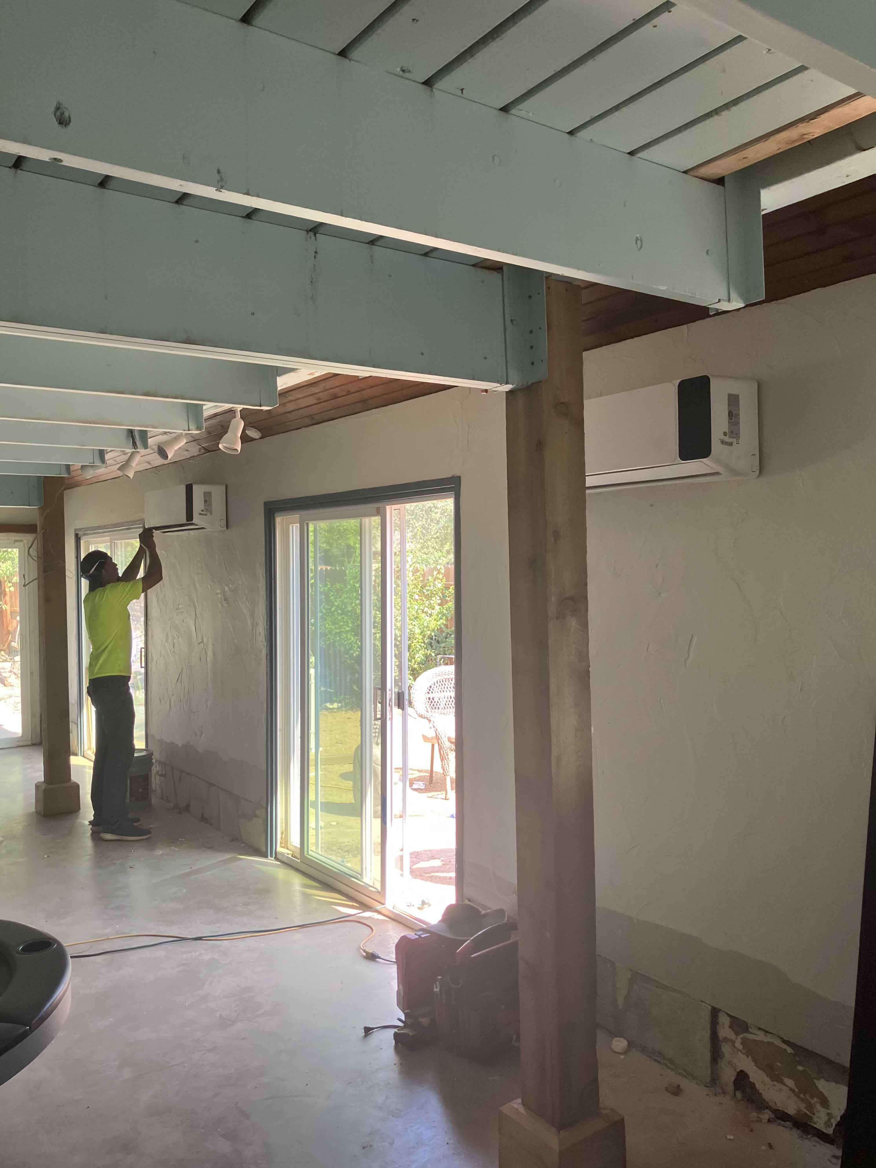 Ductless mini split installation inside an Oklahoma home